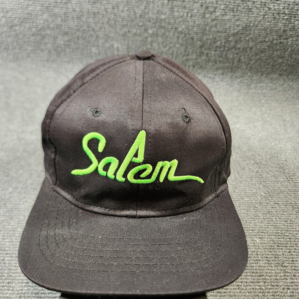 VINTAGE Salem Hat Cap SnapBack Black‎ Green Script Cigarette Baseball 90s